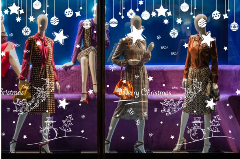 Merry Christmas & sao 5 cánh (nền trắng đục)